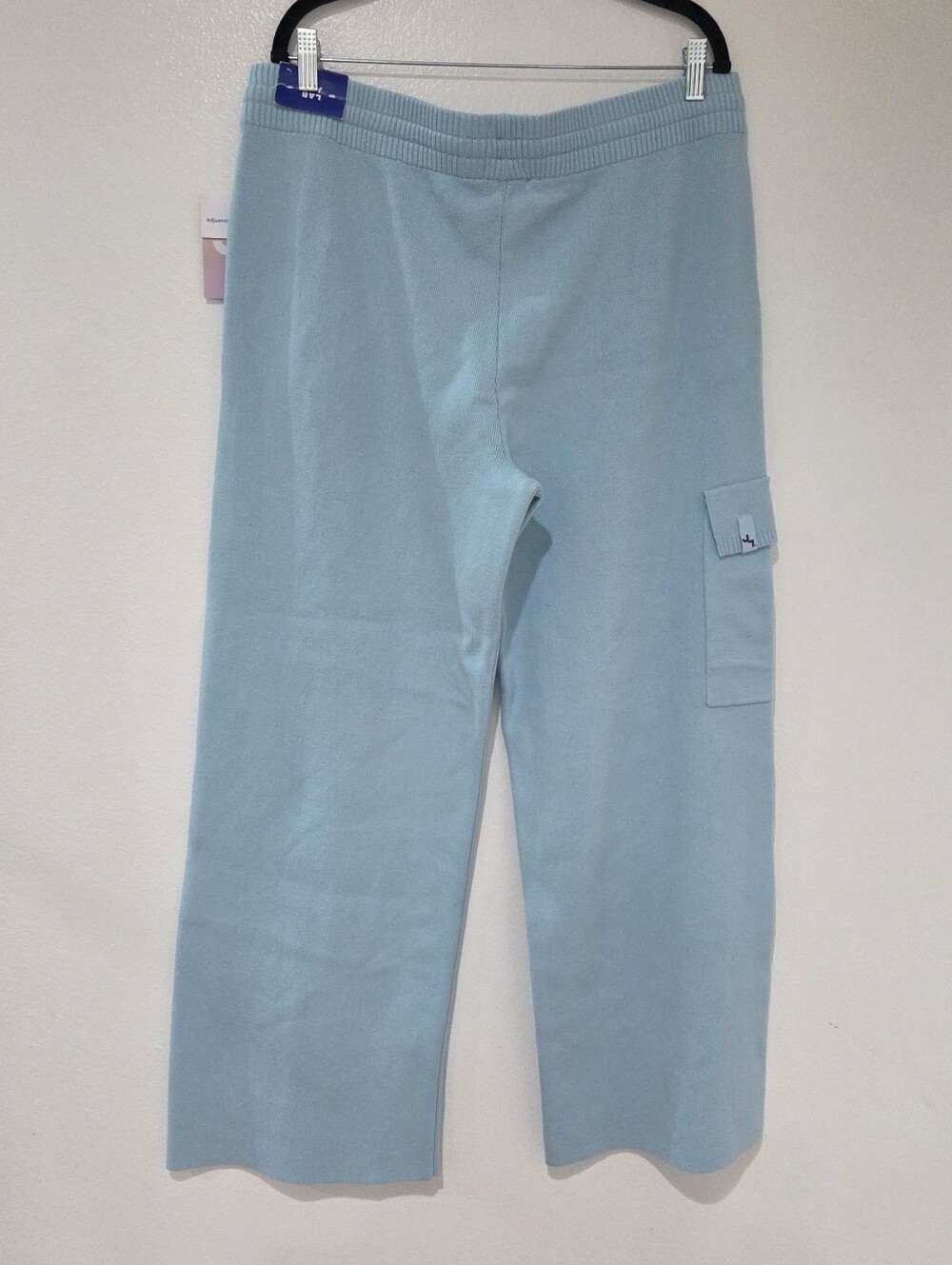 JoyLab Womens High-Rise Knit Cargo Wide Leg Pants in Cool Blue - Picture 5 of 11